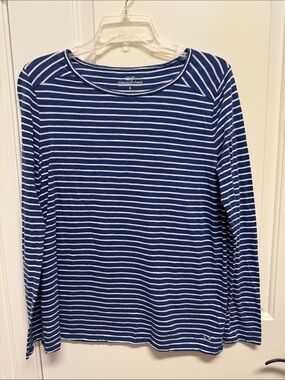 Vineyard Vines Blue and White Striped Long Sleeve Tee